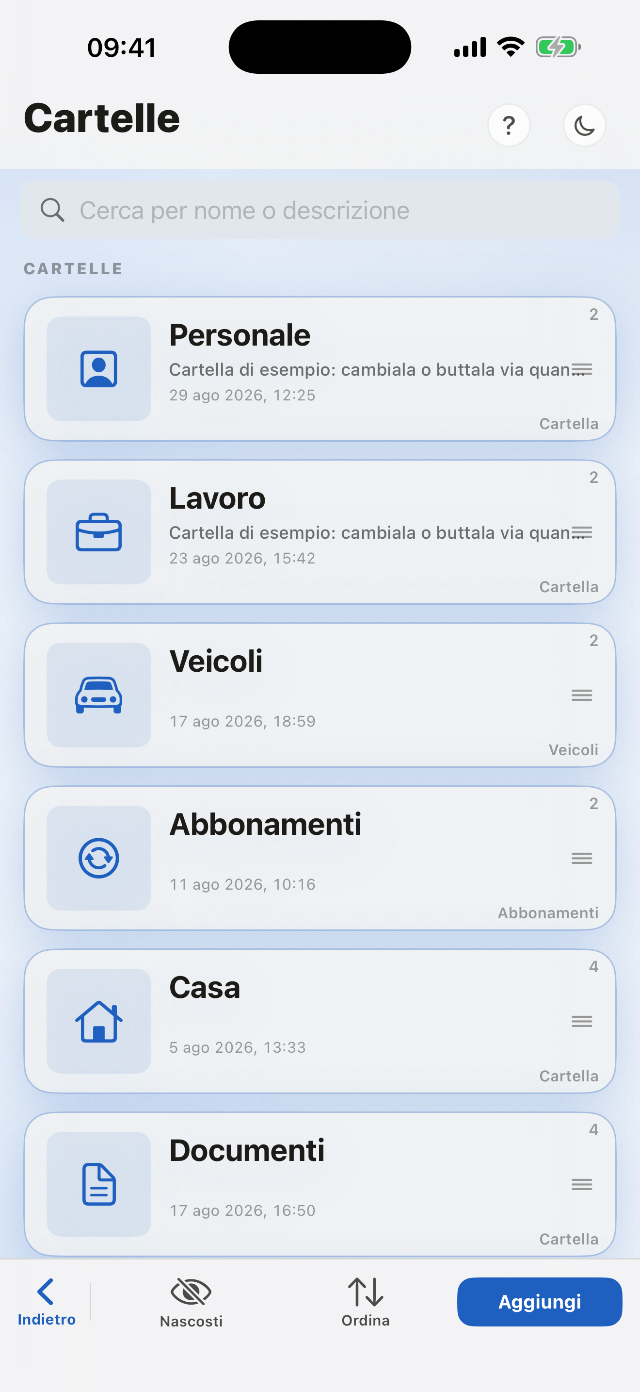 Le cartelle di xDesk