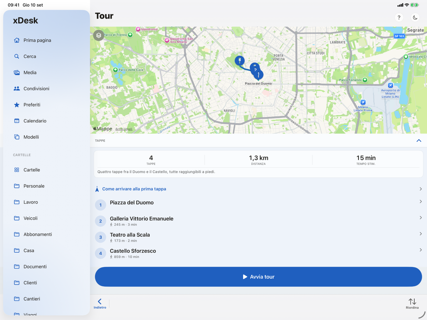 Un tour a tappe in xDesk su iPad